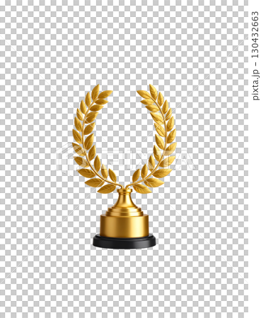 Golden laurel wreath icon isolated on white background. 130432663