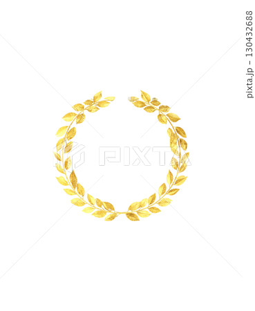 Golden laurel wreath icon isolated on white background. 130432688