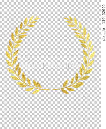 Golden laurel wreath icon isolated on white background. 130432690