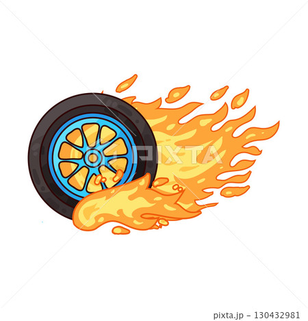 illustration of tire fire  130432981