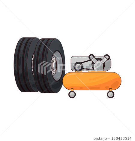 illustration of tire with air compressor illustration of tire with air compressor 130433514