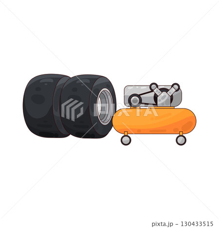 illustration of tire with air compressor 130433515