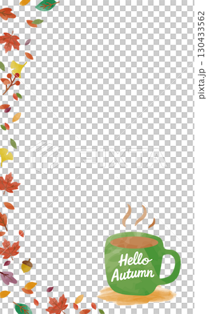 Autumn frame with Hello Autumn lettering_vertical (watercolor touch) Autumn frame with Hello Autumn lettering_vertical (watercolor touch) 130433562