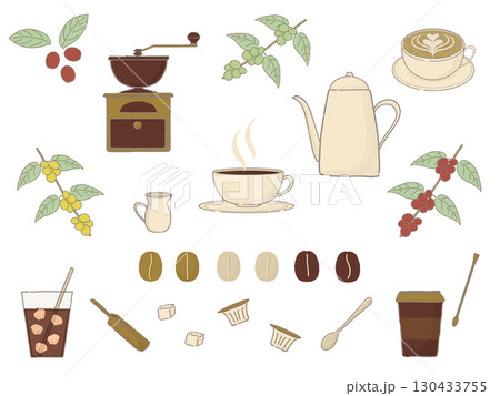 カフェをイメージしたコーヒーのイラスト カフェをイメージしたコーヒーのイラスト 130433755
