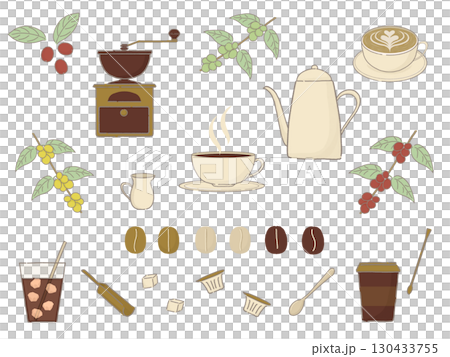 カフェをイメージしたコーヒーのイラスト カフェをイメージしたコーヒーのイラスト 130433755