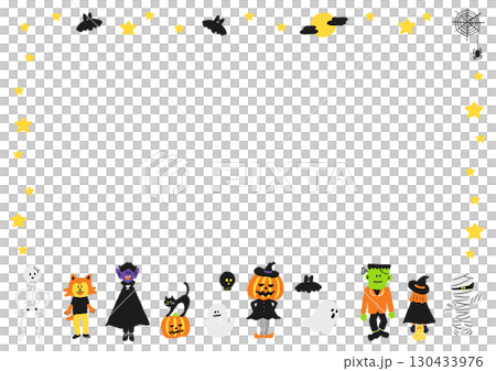 Cute Halloween character horizontal frame Cute Halloween character horizontal frame 130433976