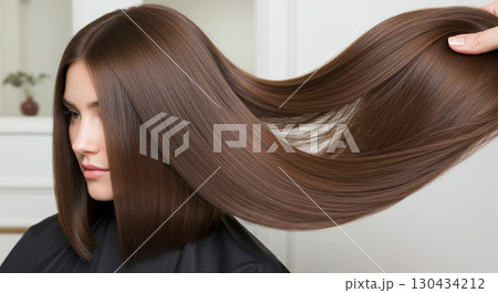 艶やかなロングヘアの女性 130434212