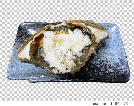 Korean Soy Sauce Marinated Crab with Rice on Plate Traditional Seafood Dish 130434709