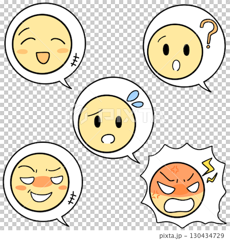 一組 5 種表情和語音泡泡 130434729
