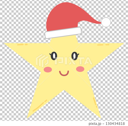 minimal clip art cartoon star with smile face and Christmas hat minimal clip art cartoon star with smile face and Christmas hat 130434818