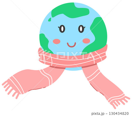 minimal clip art cartoon earth with scarf minimal clip art cartoon earth with scarf 130434820