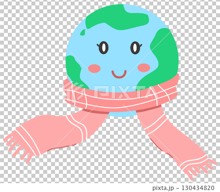 minimal clip art cartoon earth with scarf minimal clip art cartoon earth with scarf 130434820