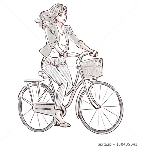 水彩画・手描き風の女性・女の子のイラスト素材 水彩画・手描き風の女性・女の子のイラスト素材 130435043