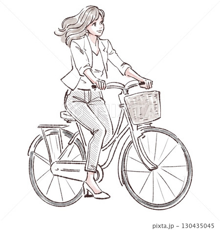 水彩画・手描き風の女性・女の子のイラスト素材 水彩画・手描き風の女性・女の子のイラスト素材 130435045