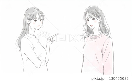 水彩画・手描き風の女性・女の子のイラスト素材 水彩画・手描き風の女性・女の子のイラスト素材 130435083