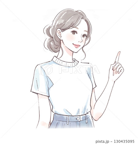 水彩画・手描き風の女性・女の子のイラスト素材 130435095