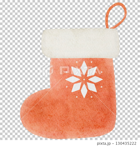 Watercolor illustration of a Christmas stocking 130435222