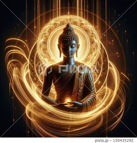 Golden Buddha Siddhartha with Generative AI. Golden Buddha Siddhartha with Generative AI. 130435292