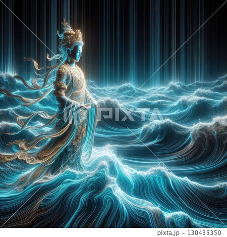 Mazu(the Chinese sea goddess) with Generative AI. 130435350