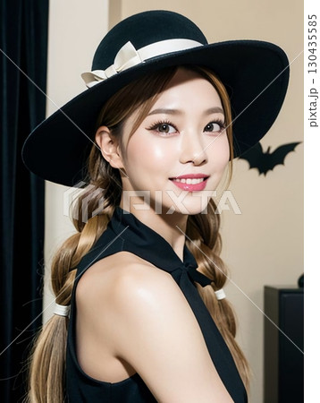 ハロウィンパーティーを楽しむ女性 ハロウィンパーティーを楽しむ女性 130435585