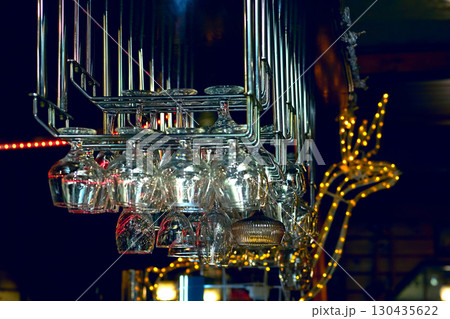 Evening set of wine glasses on the bar for drink 130435622