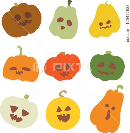 ハロウィン背景用カボチャおばけセット 130435688