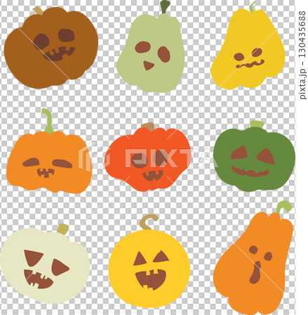 ハロウィン背景用カボチャおばけセット 130435688