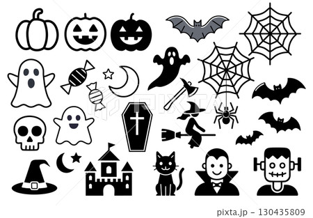 ハロウィンのかわいいアイコンセット ハロウィンのかわいいアイコンセット 130435809