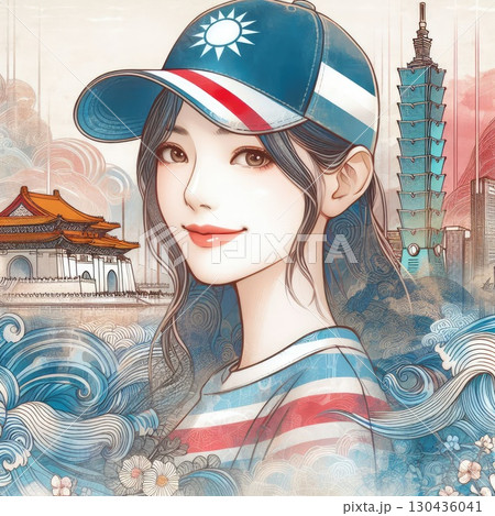Asian girl travels in Taiwan with Generative AI. 130436041