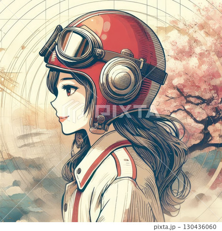 Taiwanese girl in Alishan forest railways with Generative AI. 130436060