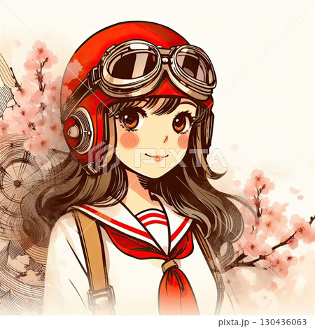 Taiwanese girl in Alishan forest railways with Generative AI. 130436063