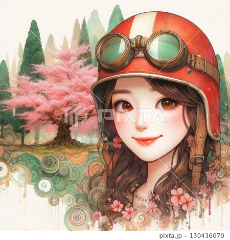 Taiwanese girl in Alishan forest railways with Generative AI. 130436070