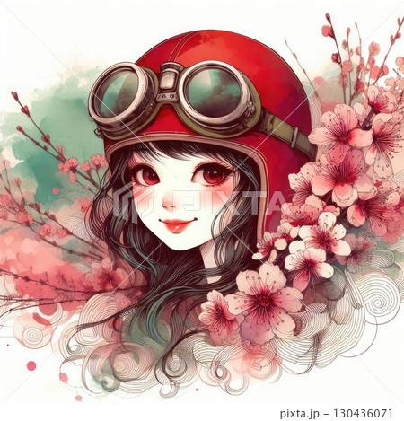Taiwanese girl in Alishan forest railways with Generative AI. 130436071