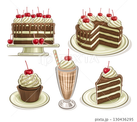 Vector chocolate Cake set Vector chocolate Cake set 130436295