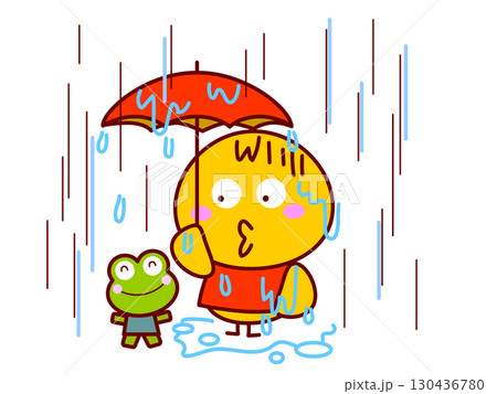 豪雨でびしょ濡れのひよこ 130436780