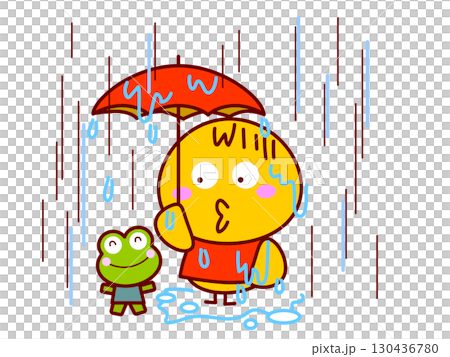 豪雨でびしょ濡れのひよこ 130436780