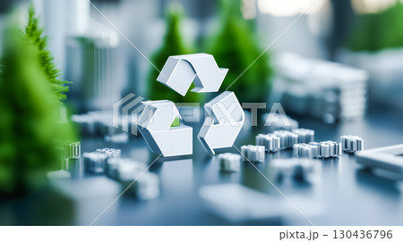 リサイクルマークと資源循環のメタファー 130436796