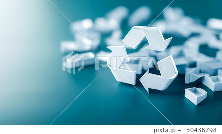 リサイクルマークと資源循環のメタファー リサイクルマークと資源循環のメタファー 130436798