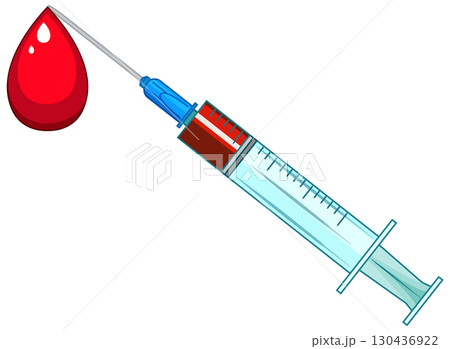 Medical Syringe with Blood Drop Vector Illustration 130436922