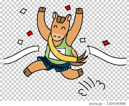 手描きのマラソンする馬のベクターイラスト 130436996