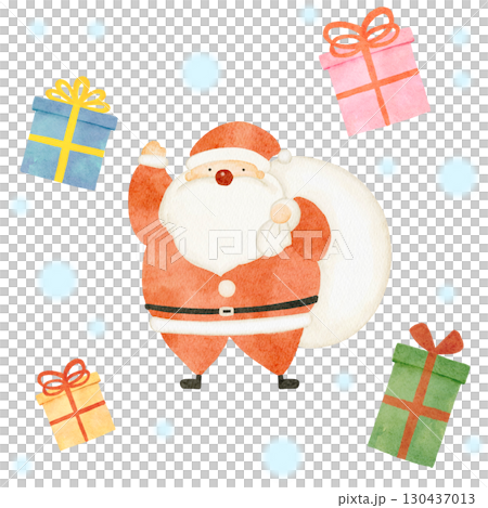 水彩で描いたサンタクロースのイラスト 130437013