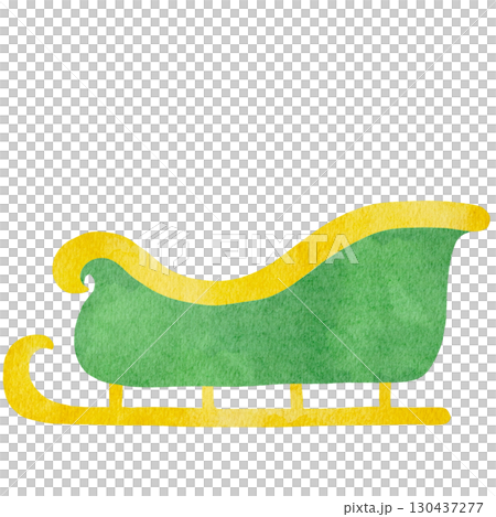 Watercolor illustration of a winter sled 130437277