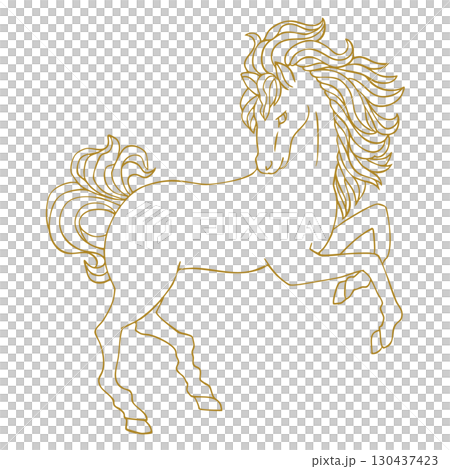 美しい馬の線画イラスト素材 130437423