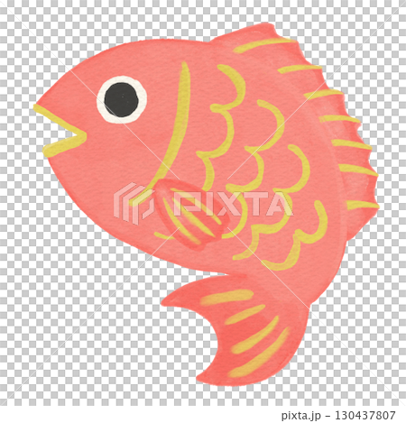 画用紙に水彩で描いた鯛のイラスト 130437807