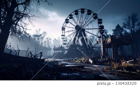 荒廃した遊園地（AI生成画像） 130438320