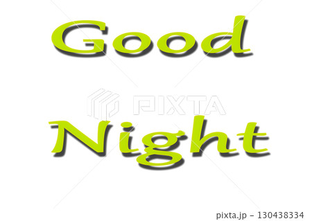 Light green inscription Good night on dark blue evening 130438334