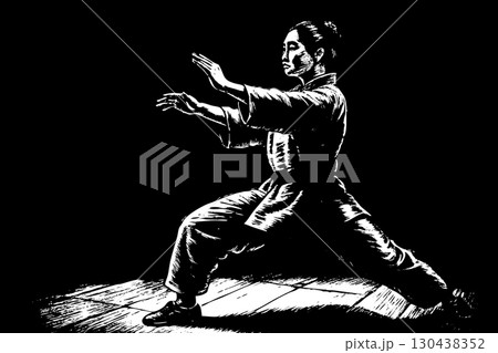 Eastern martial arts.Fighter kung fu,tai chi,karate 130438352