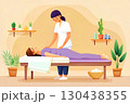 Relax,rest.Doctor physiotherapist, gives a massage to a bedridden patient 130438355
