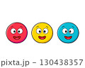 Three cheerful multi colored emoticons smileys 130438357