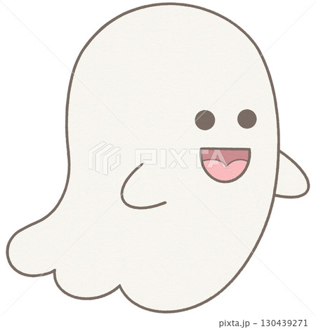 Hand Drawn Happy halloween Cute white ghost 130439271